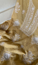 Load image into Gallery viewer, Women's Lakhnavi Handcrafted Mul Chanderi Unstitched  Chikankari Full Suit Material - HONC0334940