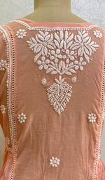 Load image into Gallery viewer, Fariah Women&#39;s Lucknowi Handcrafted Mul Chanderi Chikankari Kurti - HONC0160044
