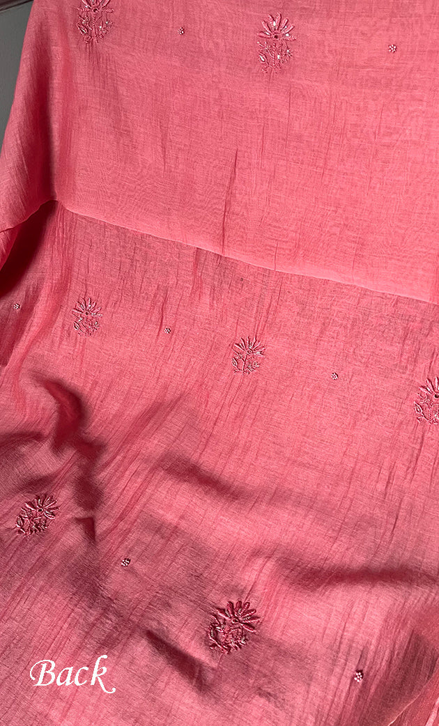 Women's Lakhnavi Handcrafted Mul Chanderi UnStitched Kurta And Dupatta Set - HONC0278915