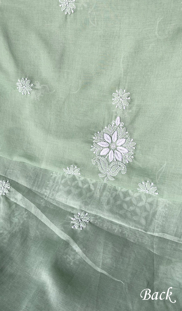 Women's Lakhnavi Handcrafted Cotton Chikankari Unstitched Kurti Fabric - HONC0368477