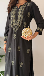 Load image into Gallery viewer, Women's Lakhnavi Handcrafted Modal Cotton Chikankari Kurti And Plazzo Set - HONC0373274