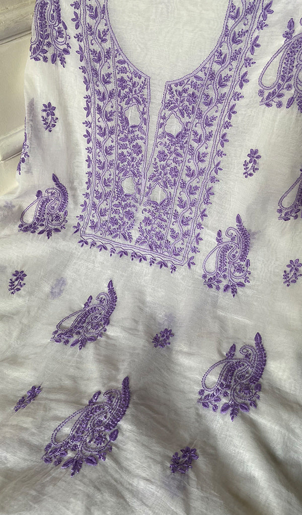 Women's Lakhnavi Handcrafted Mul Chanderi Kurta And Dupatta Set - HONC0263965