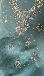 Load image into Gallery viewer, Marifa Women's Lakhnavi Handcrafted Pure Organza Chikankari Unstitched Kurta And Dupatta Set- HONC0365761