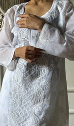 Load image into Gallery viewer, Women's Lakhnavi Handcrafted Cotton Chikankari Top - HONC0347237