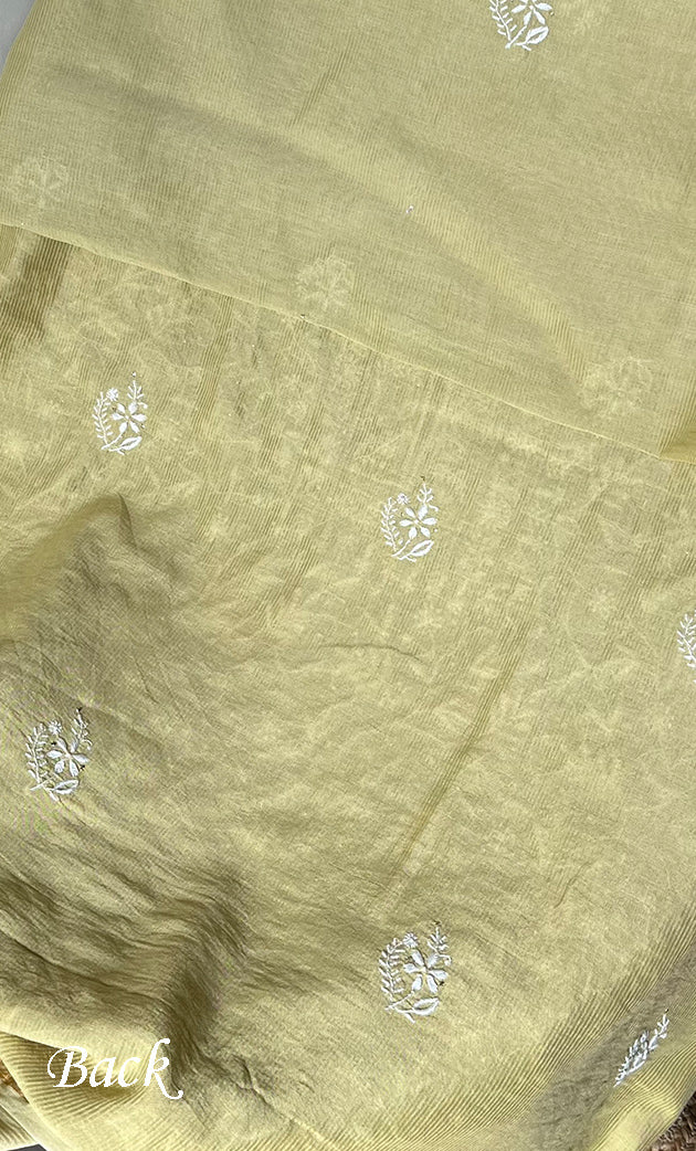 Women's Lakhnavi Handcrafted Maheshwari Mul Chanderi Unstitched Kurta And Dupatta Set - HONC0275138