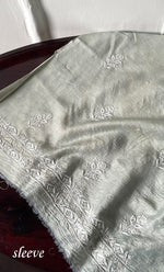 Load image into Gallery viewer, Women's Lakhnavi Handcrafted Munga Silk Chikankari Unstitched Kurti Fabric - HONC0316123