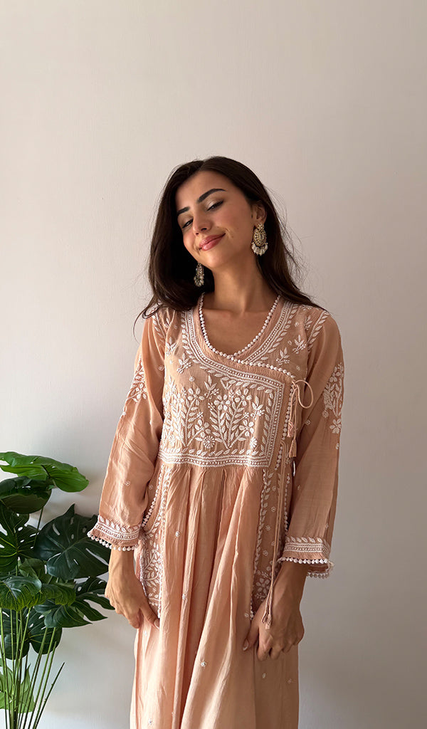 Fawziya Women's Lucknowi Handcrafted Cotton Angrakha - HONC0382493