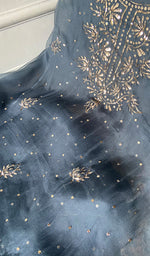 Load image into Gallery viewer, Marifa Women's Lakhnavi Handcrafted Pure Organza Chikankari Unstitched Kurta And Dupatta Set- HONC0362251