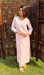 Load image into Gallery viewer, Women&#39;s Lucknowi Handcrafted Cotton Chikankari Kurti - HONC0221398
