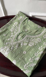 Load image into Gallery viewer, Women&#39;s Lucknowi Handcrafted Mul chanderi Chikankari Kaftan - HONC0310788
