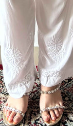 Women's Lucknowi Handcrafted Rayon Chikankari Palazzo - HONC0383672