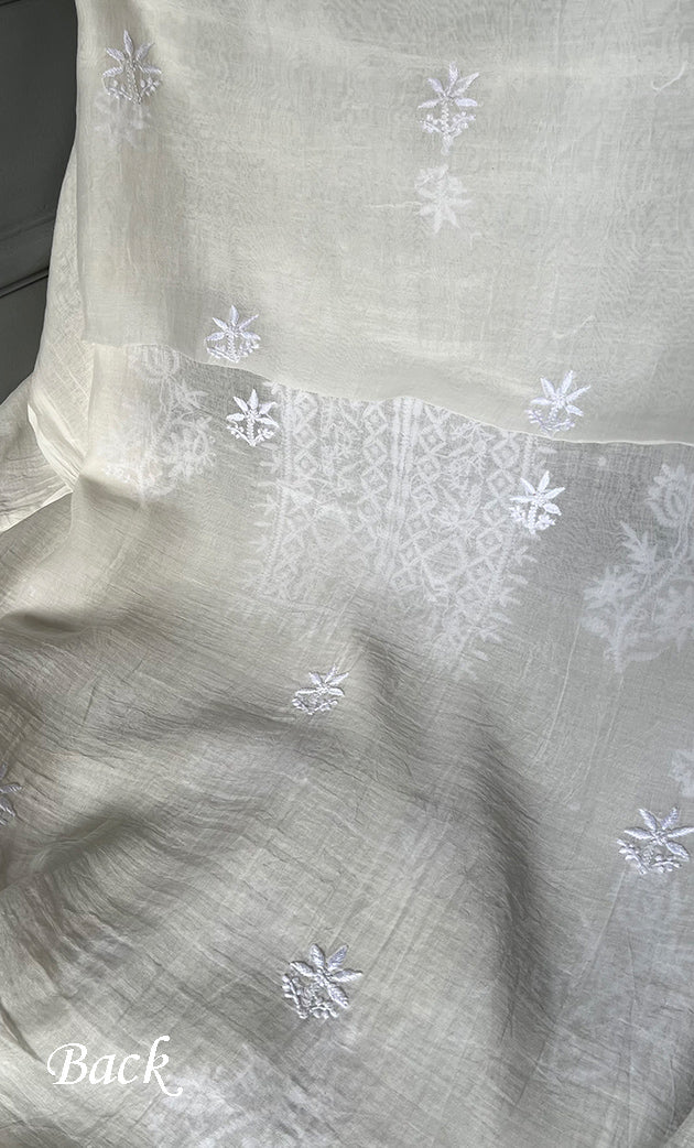 Women's Lakhnavi Handcrafted Mul Chanderi Kurta And Dupatta Set - HONC0305478