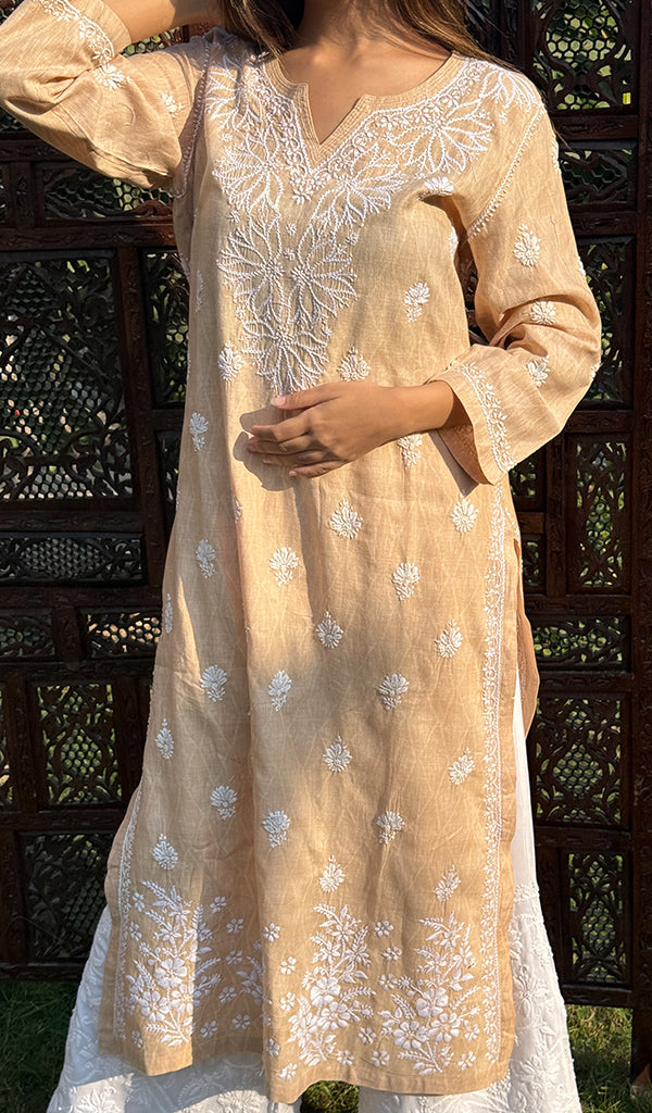 Women's Lucknowi Handcrafted Cotton Chikankari Kurti - HONC0234284