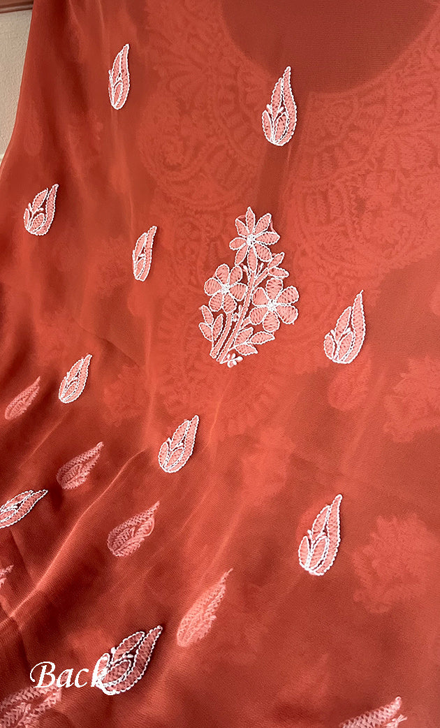 Laila Women's Lucknowi Handcrafted Faux-Georgette Unstitched  Chikankari Suit Material - HONC0330382