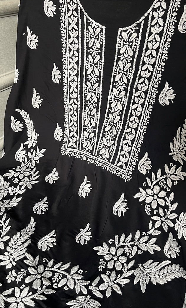 Arisha Women's Lucknowi Handcrafted Modal Cotton Chikankari Unstitched Suit Material - HONC0275938