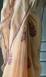Load image into Gallery viewer, Women&#39;s Lucknowi Handcrafted Pure Organza Silk Chikankari Saree - HONC0294409

