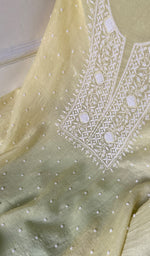 Load image into Gallery viewer, Jazba Women's Lakhnavi Handcrafted Mul Chanderi Unstitched Kurta And Dupatta Set - HONC08874952