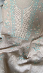 将图像加载到图库查看器中， Women's Lakhnavi Handcrafted Mul Chanderi Unstitched Chikankari Full Suit Material - HONC0369252