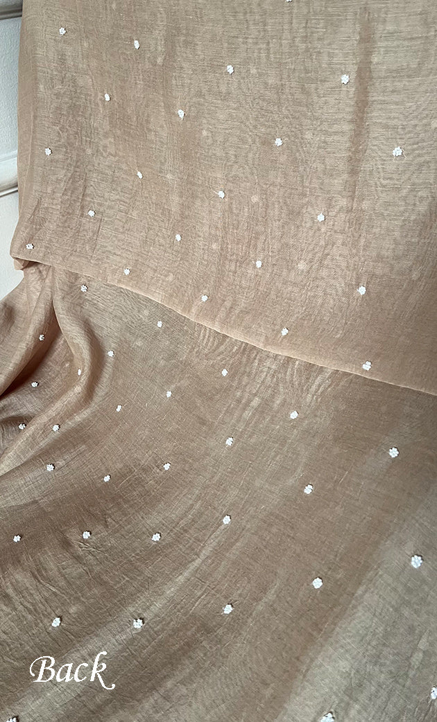 Chidiya Women's Lakhnavi Handcrafted Mul Chanderi Unstitched Chikankari Full Suit Material - HONC0330322