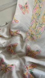 Load image into Gallery viewer, Titlee Women's Lakhnavi Handcrafted Mul Chanderi Unstitched Kurta And Dupatta Set - HONC0484661