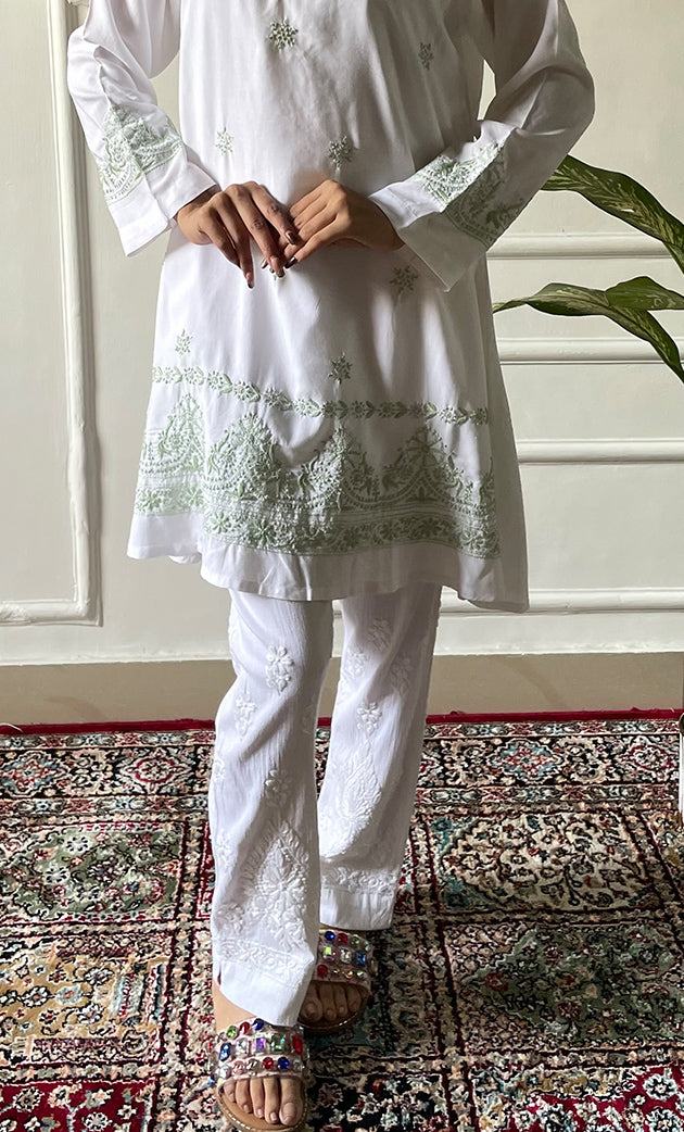 Rehana Women's Lakhnavi Handcrafted Modal Cotton Chikankari Top - HONC0307560