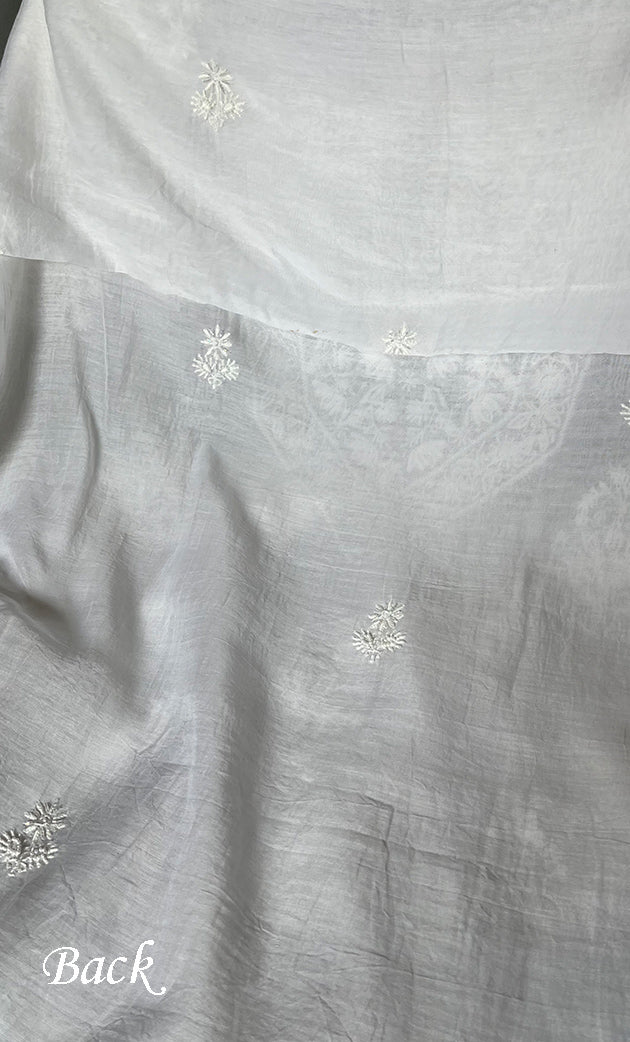 Women's Lakhnavi Handcrafted Mul Chanderi Unstitched Kurta And Dupatta Set- HONC0310193