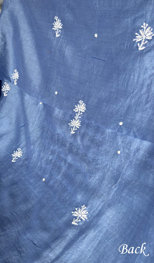 Women's Lucknowi Handcrafted Chanderi Silk Unstitched  Chikankari Full Suit Material - HONC0334684
