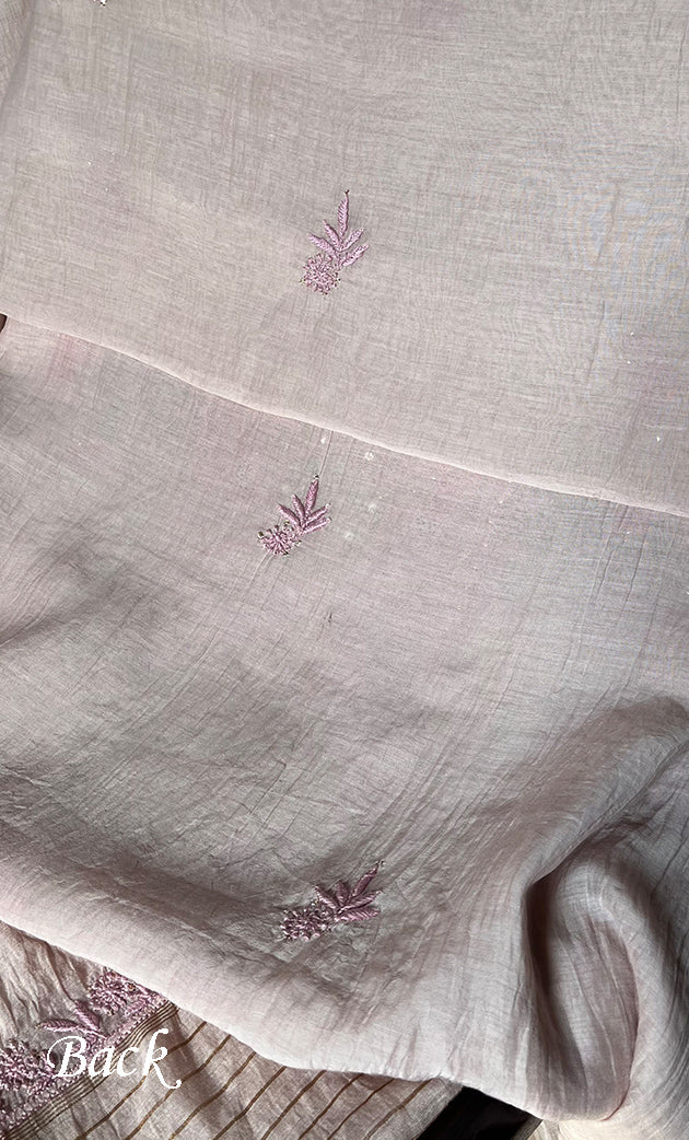 Women's Lakhnavi Handcrafted Mul Chanderi Unstitched Kurta And Dupatta Set - HONC0280870