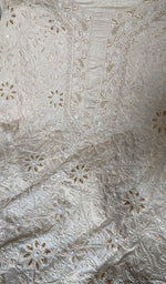 Women's Lakhnavi Handcrafted Tussar Silk Chikankari Kurta And Organza Dupatta Set - HONC0332849