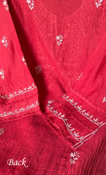 将图像加载到图库查看器中， Women's Lakhnavi Handcrafted Semi- stitched Mul Chanderi Kurta And Dupatta Set - HONC0282410