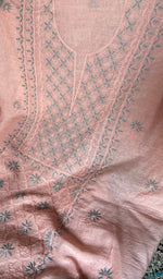 Load image into Gallery viewer, Women's Lakhnavi Handcrafted Mul Chanderi Unstitched Chikankari Full Suit Material - HONC0369250