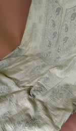 Load image into Gallery viewer, Women's Lakhnavi Handcrafted Mul Chanderi Unstitched Chikankari Full Suit Material - HONC0370486