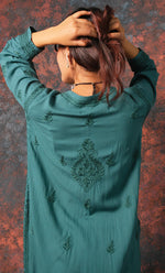 Load image into Gallery viewer, Women&#39;s Lucknowi Handcrafted Modal Cotton Chikankari Kurti - HONC0327138
