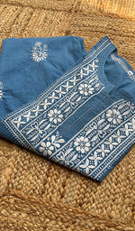 将图像加载到图库查看器中， Women&#39;s Lucknowi Handcrafted Cotton Chikankari Kurti - HONC0301076
