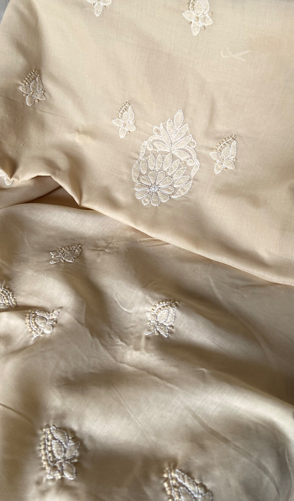 Women's Lakhnavi Handcrafted Cotton Unstitched Chikankari Suit Material - HONC0365119