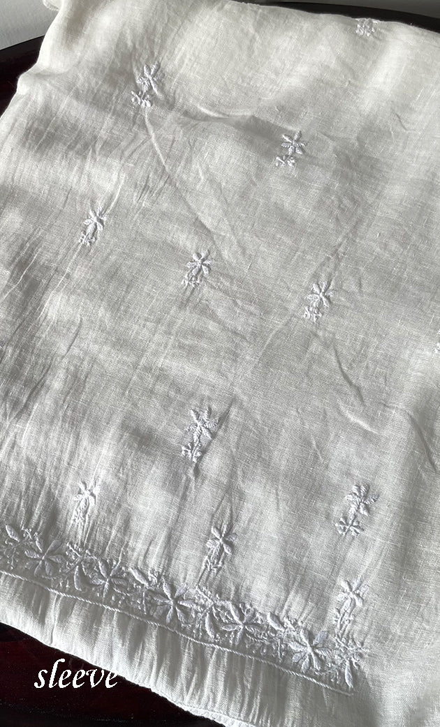 Women's Lakhnavi Handcrafted Cotton Chikankari Unstitched Kurti Fabric - HONC0324593