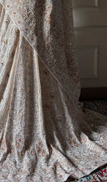 Load image into Gallery viewer, Women's Lakhnavi Handcrafted Bridal Pure Silk Georgette Chikankari Lehenga Set - HONC0263727