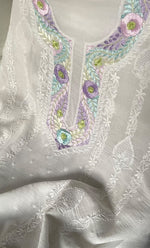 Load image into Gallery viewer, Women's Lakhnavi Handcrafted Unstitched Cotton Chikankari Kurta Dupatta Set - HONC0326101