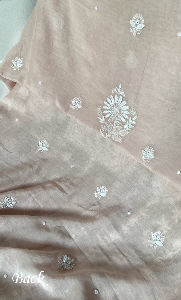 Women's Lakhnavi Handcrafted Mul Chanderi UnStitched Kurta And Dupatta Set - HONC0318526