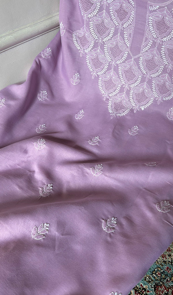 Women's Lakhnavi Handcrafted Cotton Unstitched Chikankari Suit Material - HONC0374499