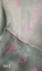 将图像加载到图库查看器中， Gulaab Women's Lakhnavi Handcrafted Pure Organza Chikankari Unstitched Kurta And Dupatta Set - HONC0311847