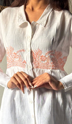 Load image into Gallery viewer, Mahika Women's Lucknowi Handcrafted Slub Cotton Chikankari Shirt - HONC0344254