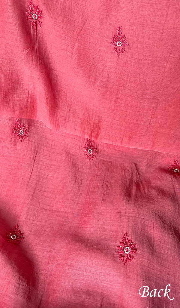Women's Lucknowi Handcrafted Chanderi Silk Chikankari Full Suit Material - HONC0260956