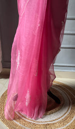 Load image into Gallery viewer, Women&#39;s Lucknowi Handcrafted Pure Organza Silk Chikankari Saree - HONC0294650

