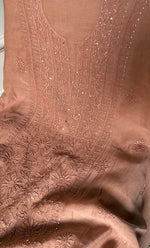 Load image into Gallery viewer, Women's Lakhnavi Handcrafted Mul Chanderi Unstitched Chikankari Full Suit Material - HONC0324502