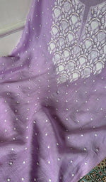 Load image into Gallery viewer, Jazba Women's Lakhnavi Handcrafted Mul Chanderi UnStitched Kurta And Dupatta Set - HONC0370178