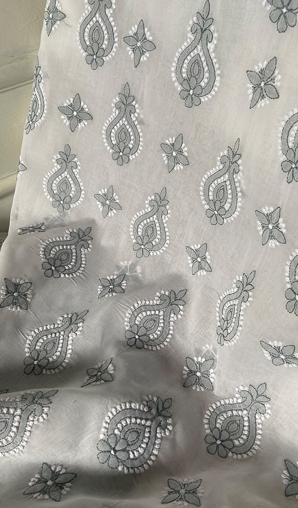 Women's Lakhnavi Handcrafted Unstitched Cotton Chikankari Suit Material - HONC0367459