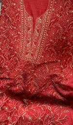 Load image into Gallery viewer, Women's Lakhnavi Handcrafted Unstitched Munga Silk Chikankari Kurta And Dupatta Set- HONC0357038