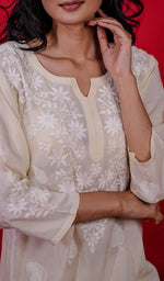 将图像加载到图库查看器中， Reet Women&#39;s Lucknowi Handcrafted Cotton Chikankari Kurti - HONC0213688
