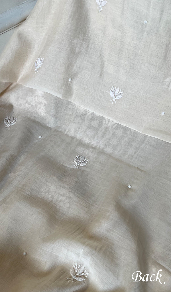 Women's Lakhnavi Handcrafted Mul Chanderi Chikankari Full Suit Material - HONC0279289